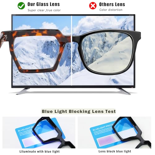 Image of Blue Light Blocking Glasses, TR90 Rectangle Computer Glasses With Anti Eyestrain & UV Glare Protection (Tortoise)