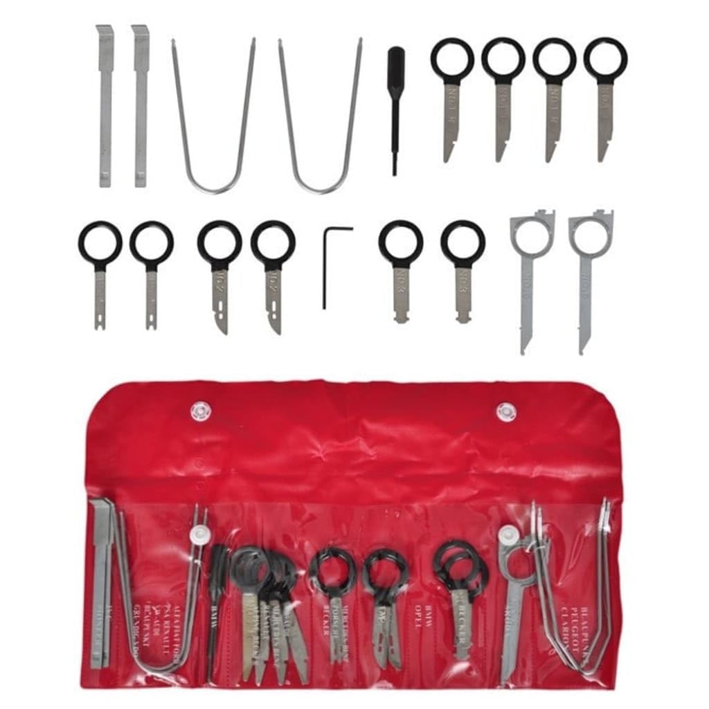 Mangloder - Juego de herramientas de extracción de radio de coche con 20 piezas para reparación de coche, mantenimiento, desmontaje, accesorios de taller, destornillador, llave de tubo, alicates