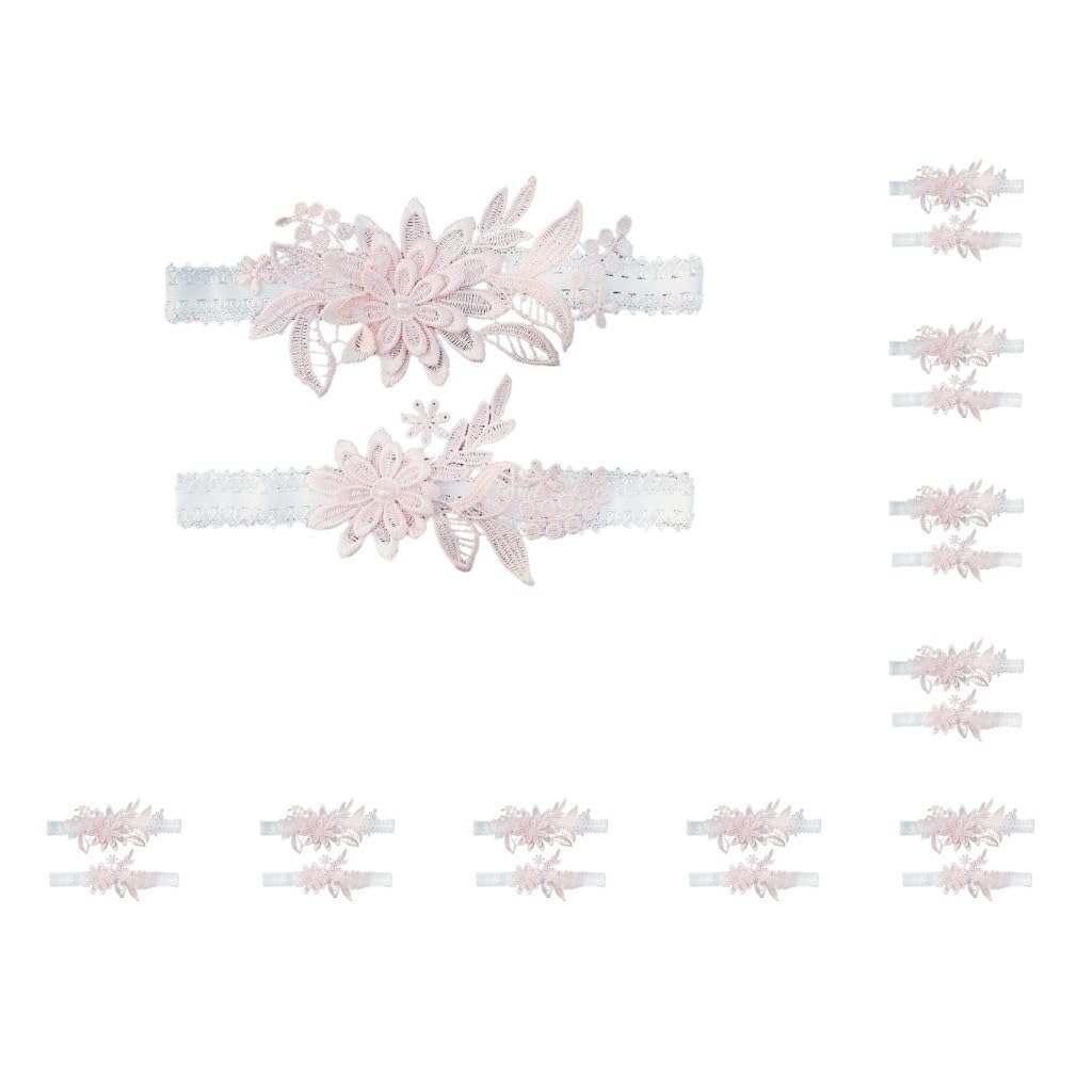10 set 2 set di giarrettiere da sposa in pizzo giarrettiera per sposa danza set rosa, 40-60 cm