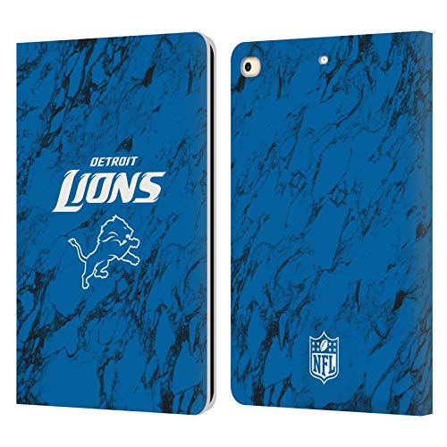 Carcasa de cuero tipo libro de los Detroit Lions con acabado mármol para iPad 9.7