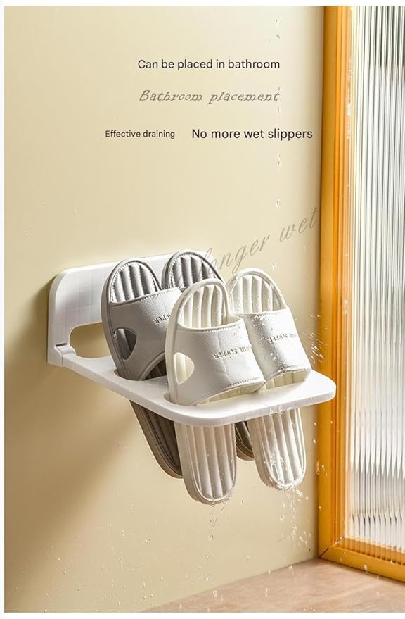 MISSLO 1 PCS Plastic Wall Hanging Shoe Rack, Space Saving Slipper & Shoe Storage Shelf for Wall Mount, Adhesive Shoe Organizer for Home, Bathroom, Bedroom, Entryway 4