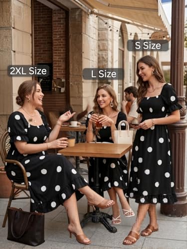 Image of Leriya Fashion Dress for Women | Western Square Neck One Piece Dress for Woman midi | Casual Summer Dresses for Beach & Stylish Party Outifits Puff Sleeve
