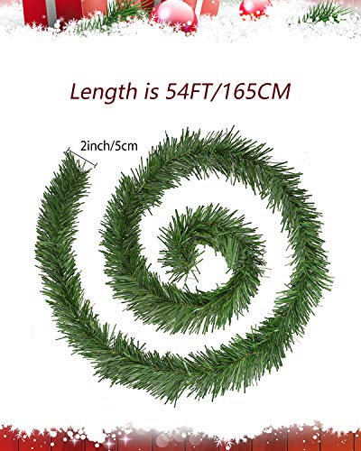 image for Auihiay 54 Feet Christmas Garland Indoor Green Wreath with 33 Feet 100