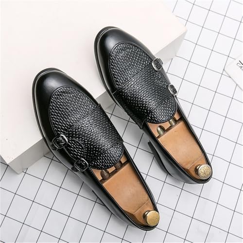 Mens Dress Loafers British Double Buckle Monk Shoes Business Casual Slip On Oxford Low Top Dress Shoes2