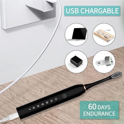 Image of Dangfly X-3 Electric Toothbrush, USB Rechargeable Sonic Toothbrush with 6 Cleaning Modes, 4 Brush Heads, Smart Timer, IPX7 Waterproof (multicolour)