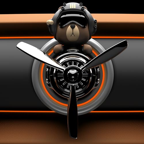 Image of BoBo Bear Car Air Fresheners Pilot Car Diffuser | Cute Car Perfume, Funny Car Fragrance, Rotating Propeller Design, Silicone Clip, Easy Installation, Long-Lasting Fragrance