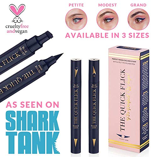 The Quick Flick - Navy Eyeliner Stamp Waterproof Eyeliner, Smudgeproof, Liquid Eyeliner Pen, Winged Eyeliner Stamp, Includes 2 Pens, Australian Makeup, As Seen on Shark Tank in Blue Velvet 8mm