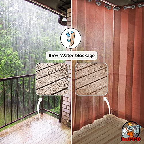 Image of HIPPO 150 GSM Outdoor Sun Blocking Balcony Eyelet /Grommet Curtains Sun & UV Protection, Light Filtering 4.5FTX9FT Long Door Curtain (Brown)