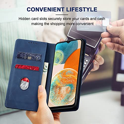 Image of Jasonyu Flip Wallet Case for Samsung Galaxy A23 5G /4G,Blue