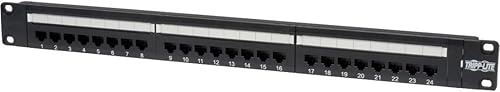 Tripp Lite Panel de conexiones Cat6 110 de 24 puertos 1U para montaje en rack 568B, RJ45 Ethernet (N252-024)