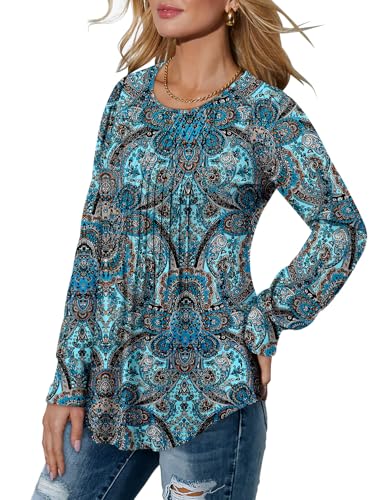 BETTE BOUTIK Long Sleeve Shirts for Women Fall Tops Dressy Blouses Crewneck Tunic Tops for Leggings S-3XL