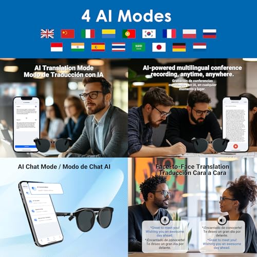 GetD Smart Sunglasses, Round Polarized Lens Bluetooth Glasses for Women and Men with Speaker, Music Glasses AI Translator, 11H Battery Life, Voice Control, Smart Eyewear for Travel Driving Meeting by GetD - Image 3