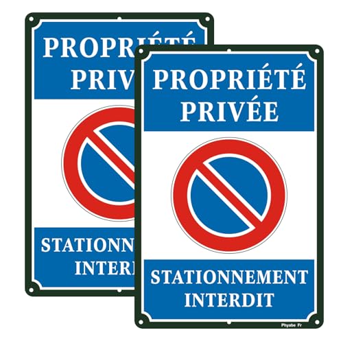 Phyabe Panneau Propriété Privée Stationnement Interdit Aluminium - 2 Pièces, 20 x 30cm Panneau De Signalisation, Résistant aux UV, Imperméable