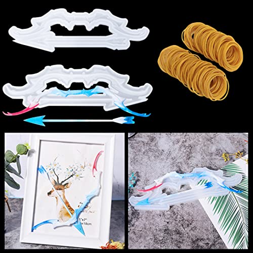 Koonafy Molde de silicona de flecha, molde de resina con 10 bandas de goma, llavero, molde epoxi para bricolaje, joyería, colgante, cosplay, decoración del hogar, manualidades de fundición de resina