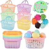 12PCS Easter Baskets Small with Handles for Kids Egg Hunting - 60g Easter Grass Stuffers for Spring Party Crafts Supplies Accessories Decorations Party Favors