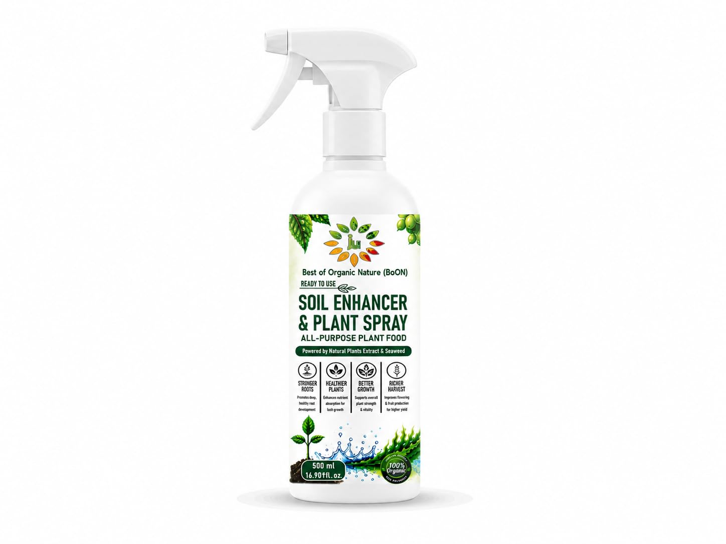BoON Seaweed Ready to Use Spray 500ml | Liquid Plant Fertiliser with Plant Extract | No Mixing Required Plant Food | Indoor & Outdoor Plants, Flowers, Herbs & Garden