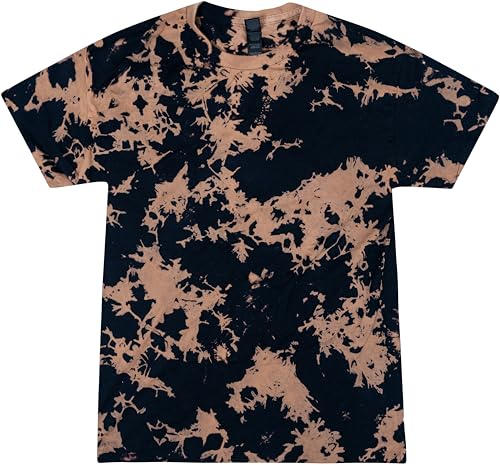 Colortone Bleach Out Tie Dye T-Shirt for Men and Women, Black, Small