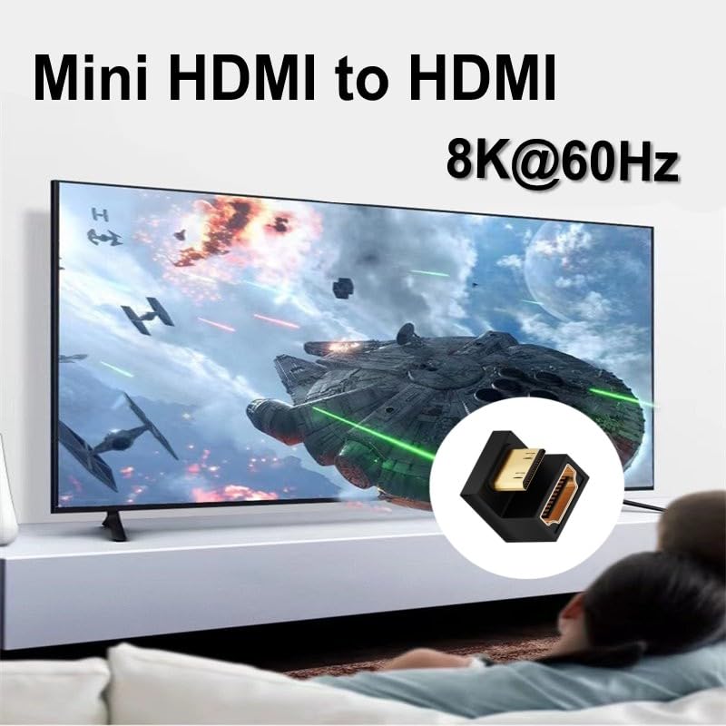JZK Adattatore Mini HDMI A U 8K A HDMI Standard, Angolo 180° Maschio-femmina, Per TV, Monitor, Fotocamera E Laptop