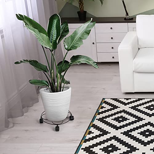 Fogein 2 Pack Plant Caddy With Wheels Heavy Duty 12 Inch Metal Plant Stand With Wheels Plant Dolly Rolling Plant Stand Plant Roller With Casters For Indoor And Outdoor, Black #TOP4