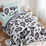 Picture of SLEEP ZONE Kids Duvet Cover Set Twin Size 2 Pieces - Super Soft & Cute Comforter Cover with 1 Pillow Sham, Easy Care Zipper Closure (Black/White Animals, Twin)