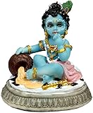 Butter Thief Baby Krishna Statue 3.5' Hindu Idol Figurine Golu Doll