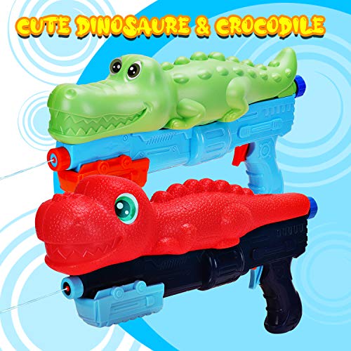 2 Pack Water Gun for Kids, Squirt Guns Water Soaker Blaster Toys Dinosaur Crocodile Gift for Boys Girls Children, Summer Swimming Pool Beach Backyard Yard Outdoor Games Outside Water Pistol Toys