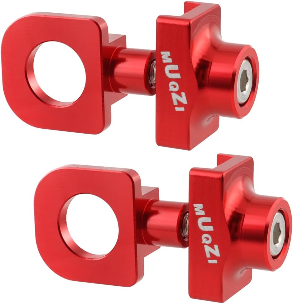 MUQZI2pcs Bike Chain Tensioners Adjuster Aluminum Alloy Chain Tension for BMX Fixie Folding Bike Single Speed Bicycle, Red
