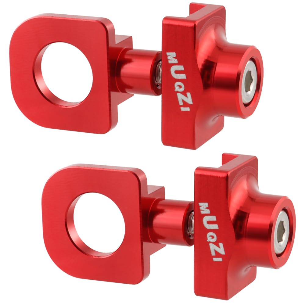 MUQZI2pcs Bike Chain Tensioners Adjuster Aluminum Alloy Chain Tension for BMX Fixie Folding Bike Single Speed Bicycle, Red