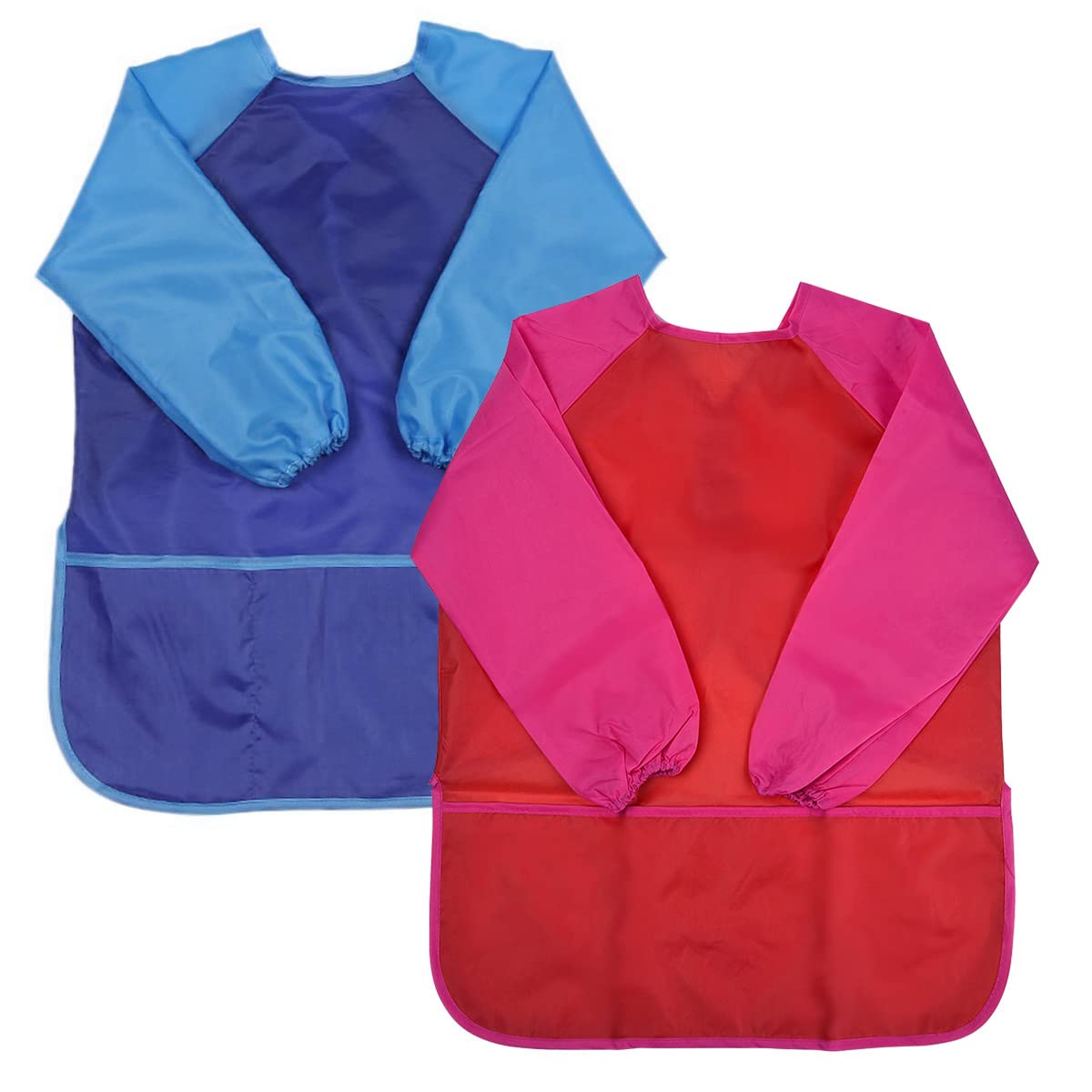Delantal de pintura para niños de 3 a 7 años, delantal para niños con mangas largas, bata de pintura, delantal para niñas, niños, para pintar, manualidades, cocinar, hornear, azul, rojo