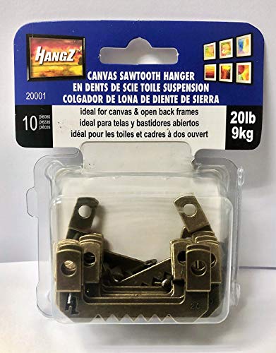 HangZ 20001 Canvas Flat Mount Sawtooth Picture Hanger Value Pack, 20lb, 10-Pack, Antique Brass - //coolthings.us