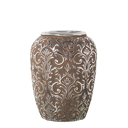 Vase céramique argent vieilli pot déco intérieur salon tendance
