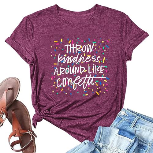 Kindness Shirts for Women Casual Graphic Tees Funny Inspirational T Shirt Teacher Tees Tops