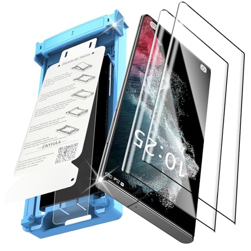 ENYHAA [3 Stück] für Samsung Galaxy S22 Ultra Klarer Displayschutz [Staubfreie Ausrichtung Blasenfrei Einfache Installation 3D-Gebogene Vollabdeckung [Nicht Glas][Unterstützt Fingerabdruck]