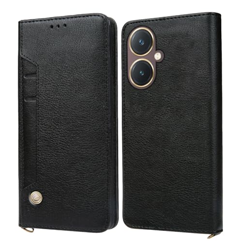 Image of ClickCase for vivo Y27 Flipper Series Leather Wallet Flip Case Kick Stand with Magnetic Closure Flip Cover for vivo Y27 (Black)