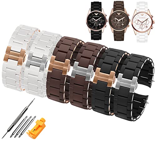 Bracelet silicone 20mm pour Armani AR5906 et boucle or rose étanche