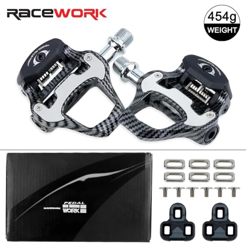 Cyclesavvy Racework Road Bike Pedals - Lightweight, Aerodynamic With Look/Spd-Sl Cleats, Chromoly+ Axles & Steel Bearings, Ideal For Road Cycling-Carbon Fiber Pattern thumb #2