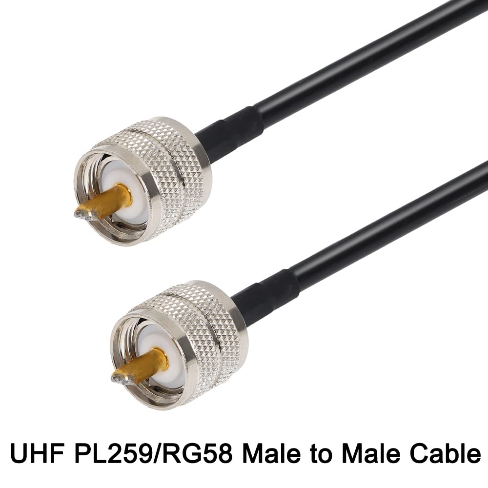 Greluma 1 Pièce UHF Mâle PL-259 à UHF Mâle PL-259 RG58 Câble Coaxial pour Radio HAM et CB, Analyseur D'antenne, Charge Factice, Compteur SWR