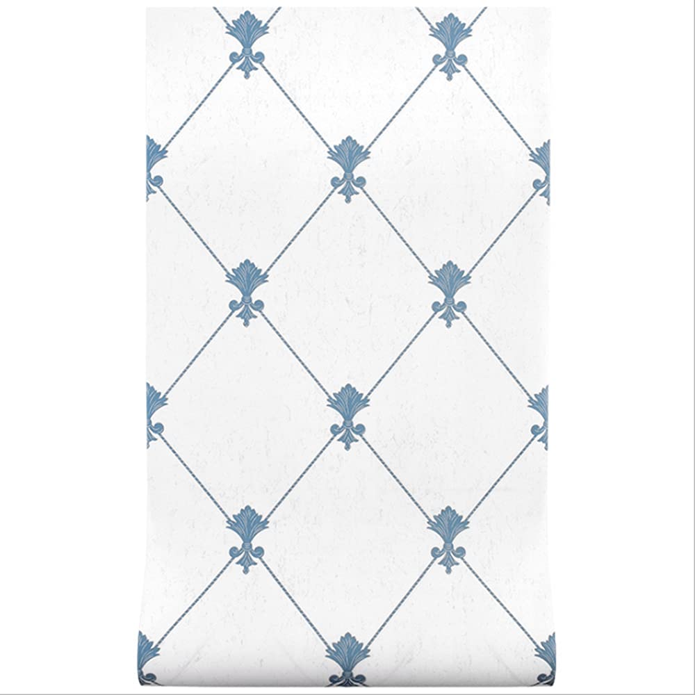 MEAIHOME Modern Simple 3D Non-Woven Flocking Diamond Lattice Pattern Wallpaper for Living Room Bedroom TV Background Blue Color Non-Pasted 1.73' W x 32.8' L - Image 4