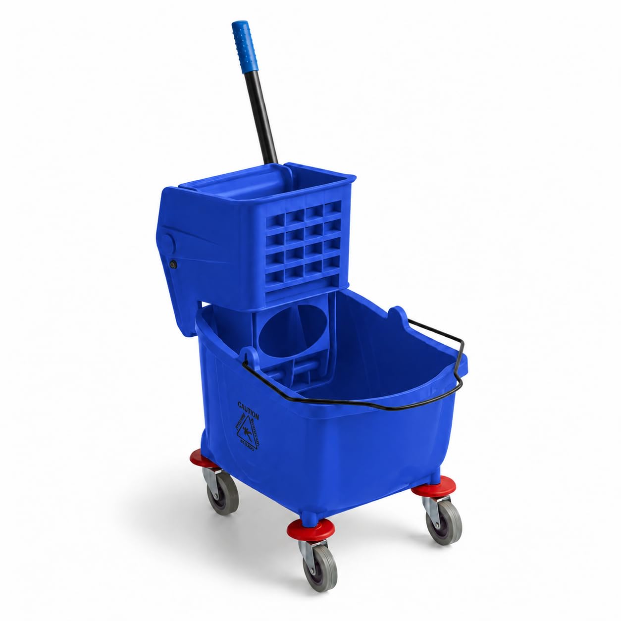 Commercial Mop Bucket with Side Press Wringer by Glownary – 26.0 quarts, Plastic, Black, Model 274mbckt26bl