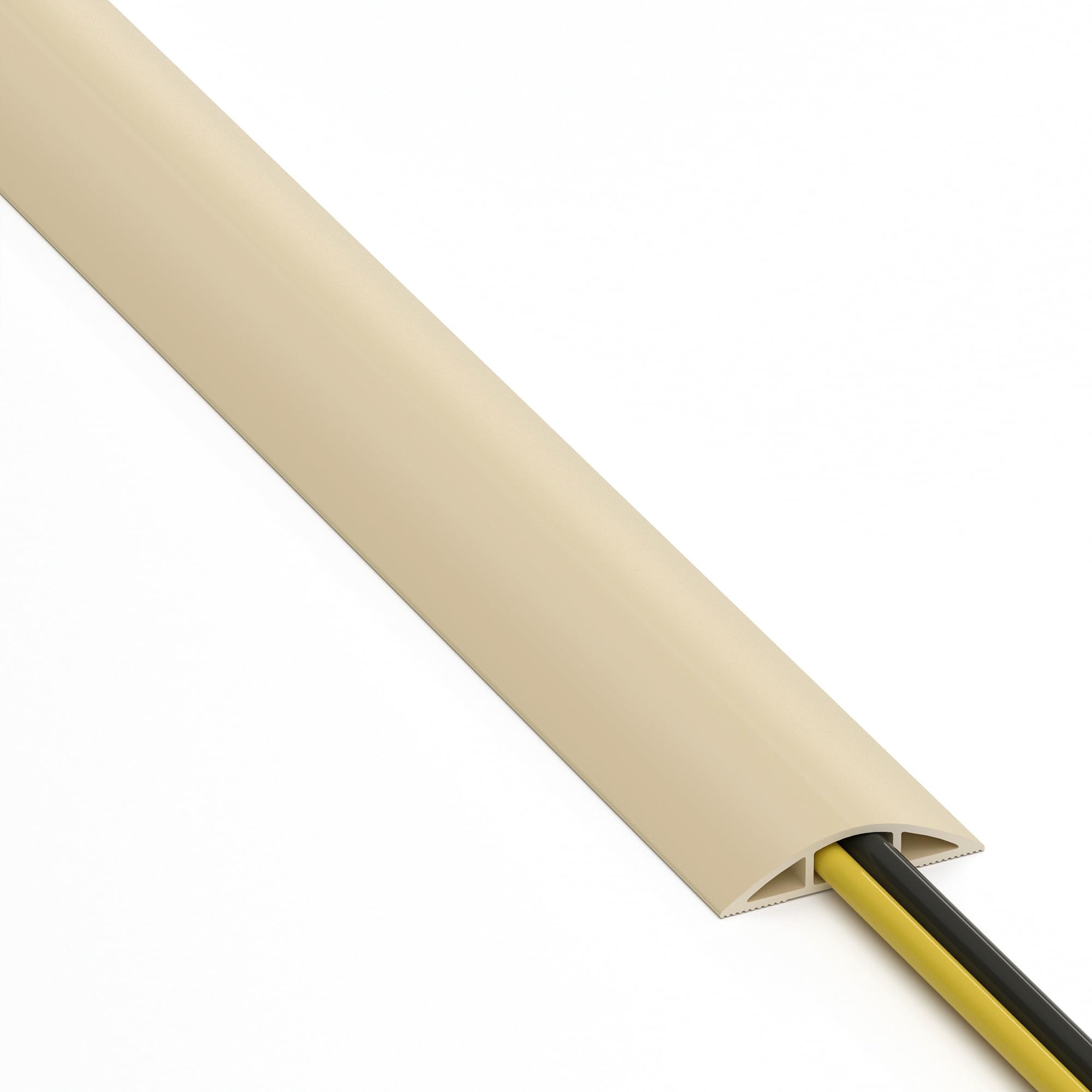 ZhiYo 6ft Floor Cord Cover, Cable Cavity 0.6" W x 0.32" H, Ivory Beige