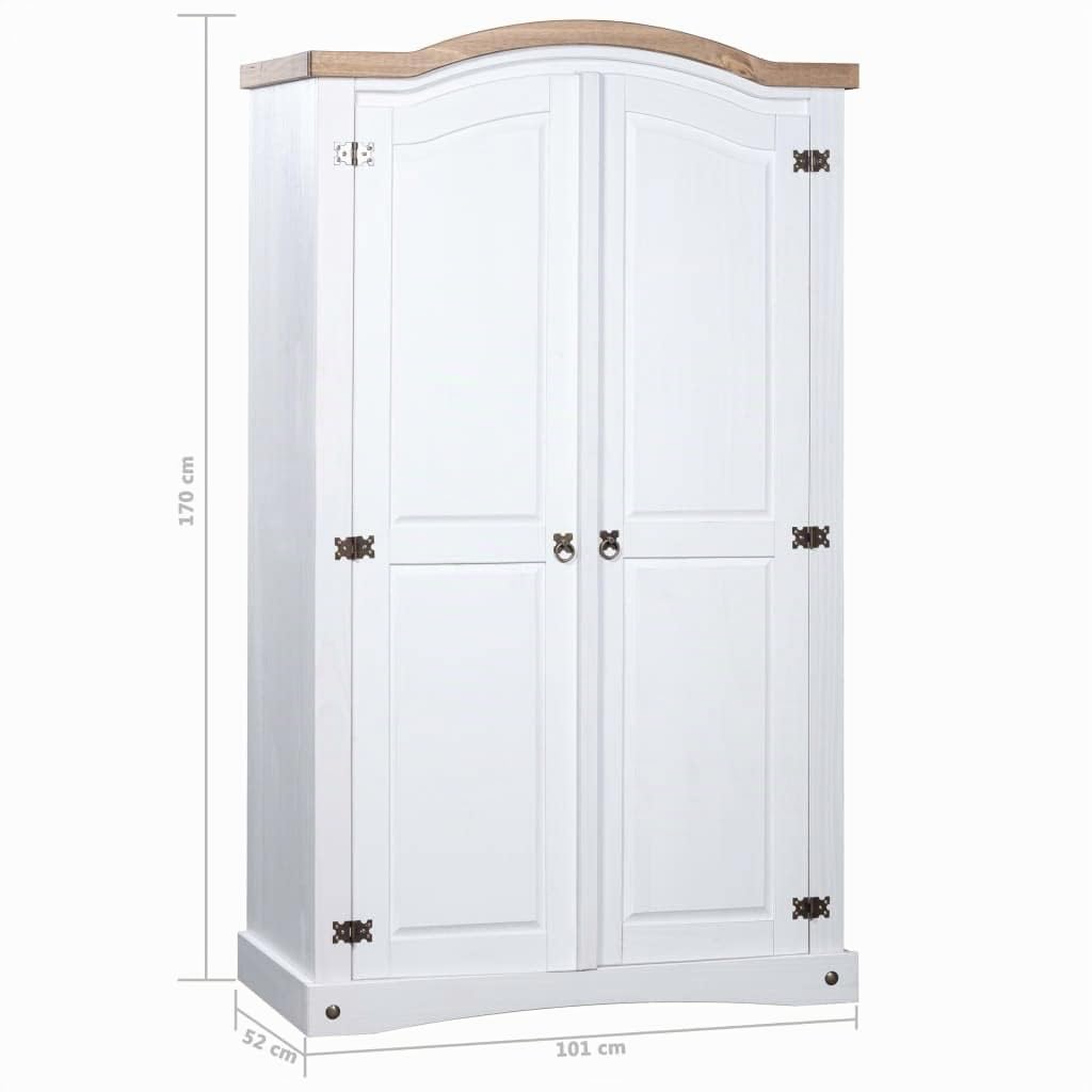 KOIECETA Kiefer Kleiderschrank Mexiko-Stil Corona Garderobenschrank Schlafzimmerschrank Dielenschrank Holzschrank Schrank (Weiß, 2 Türen)