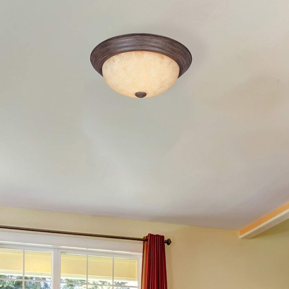 1257S-WM-AM Flushmount Ceiling Light Warm Mahogany 2-Light 11" Fixture - Led Household Light Bulbs - 