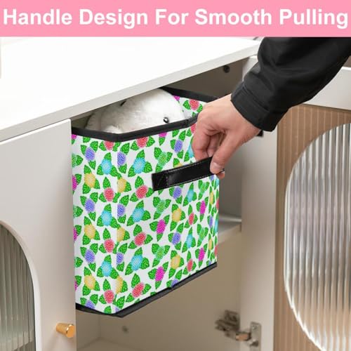 Cube de rangement pliable fleuri violet et jaune avec poignées solides