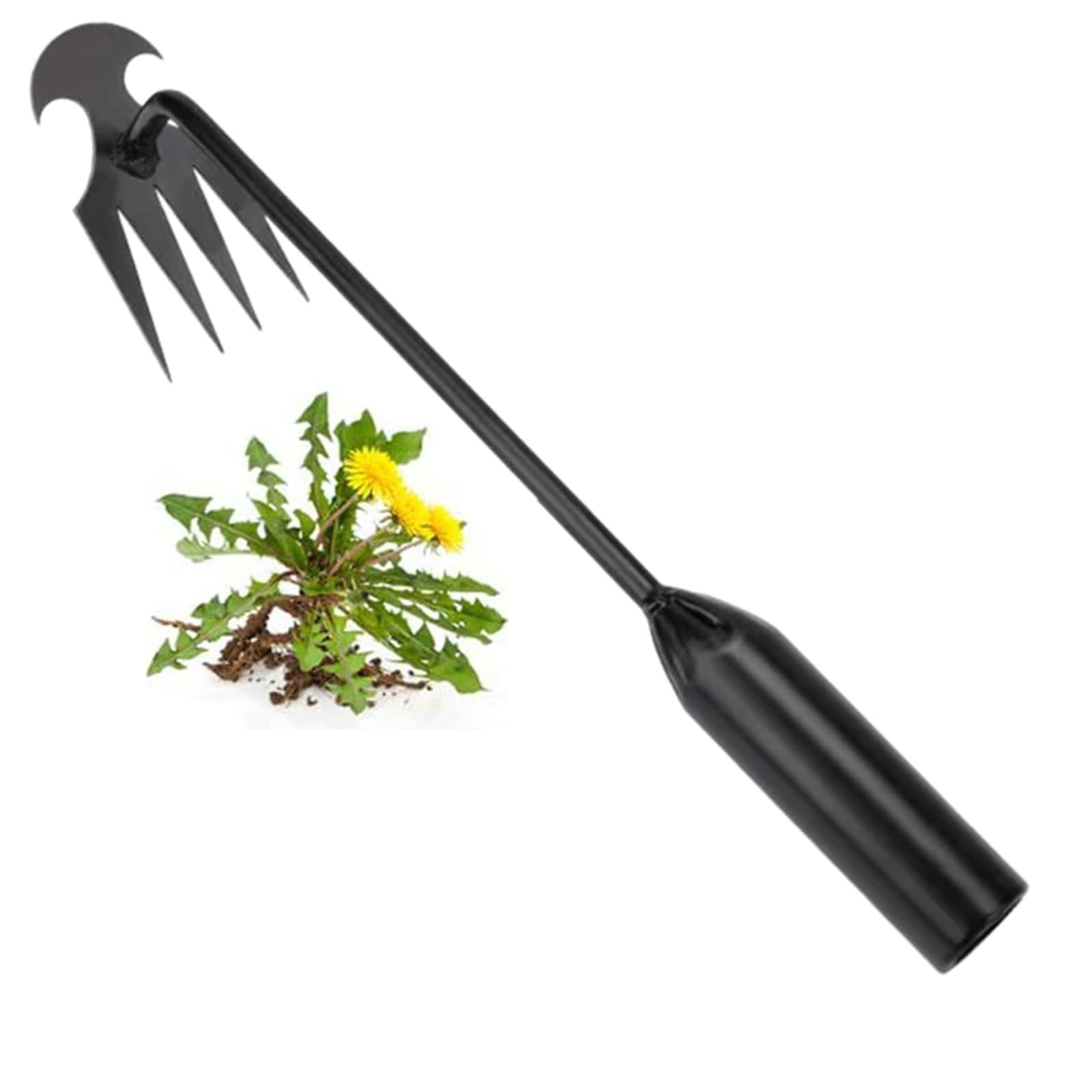 Weed Removal Tool, New Garden Weeding Tools Manganese Steel Hand Weeder Tool with Handle, 4 Teethes Dual Purpose Manual Weeders Tool Weed Pulling Tool for Garden