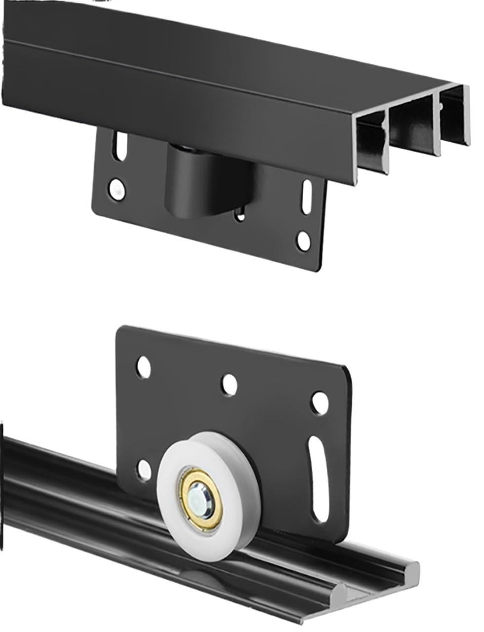 Heavy-Duty Sliding Closet Door Track for Triple Track program - Silent Glide Wheel Replacement Kit for Wardrobe, Barn & Glass Doors(200cm/79in)