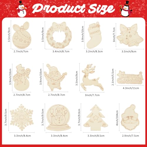 Ourwarm MZMX-48 48Pcs Christmas Crafts For Kids Adults, Diy Wooden Christmas Ornaments thumb #1