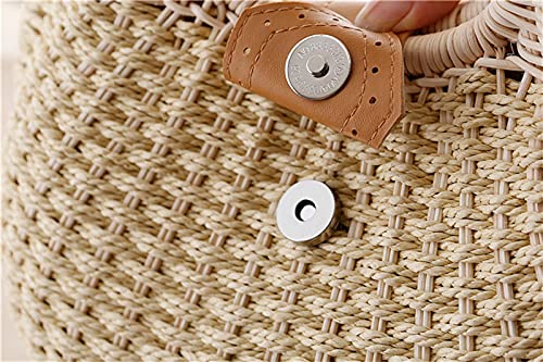 Bolso de paja tejido a mano para mujer miniatura 5