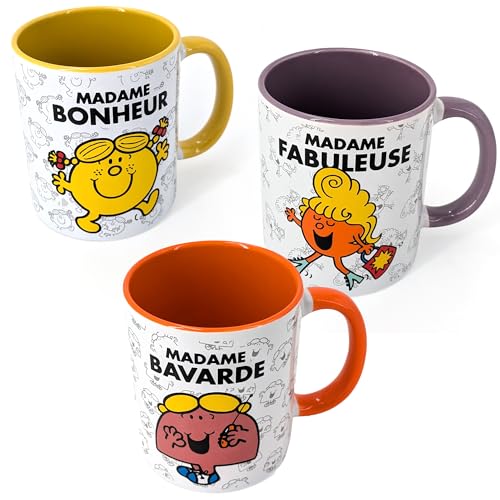 Linnea Lot de 3 Mugs Collection Monsieur Madame modèle Madame Multicolore