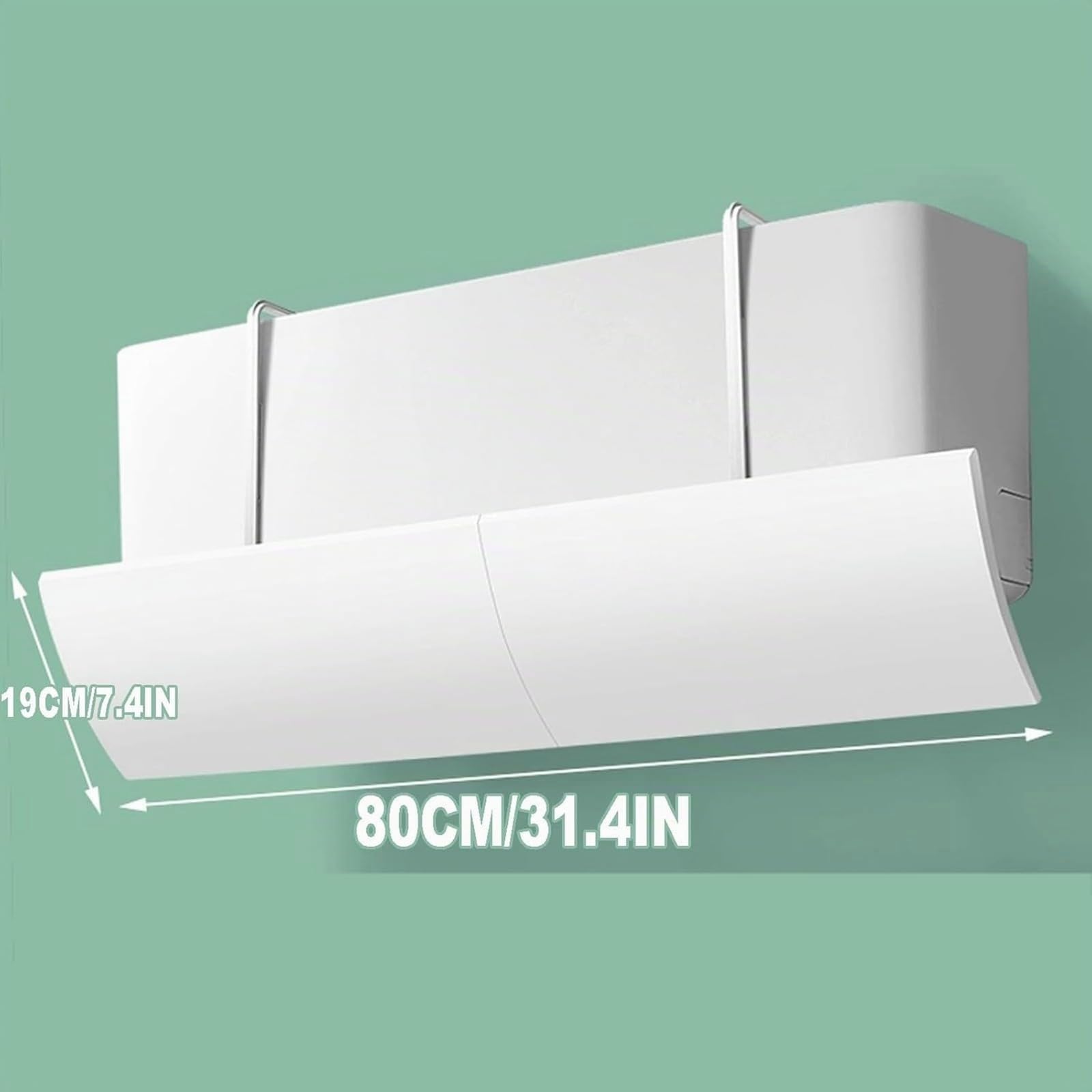Klimaanlage Windabweiser Universeller Klimaanlagen Deflektor Universal Windschutzscheibe Luftleitblech für Wandmontierte Klimageräte Weiß Kunststoff 270° Verstellbar Luftumleitung 80x19cm