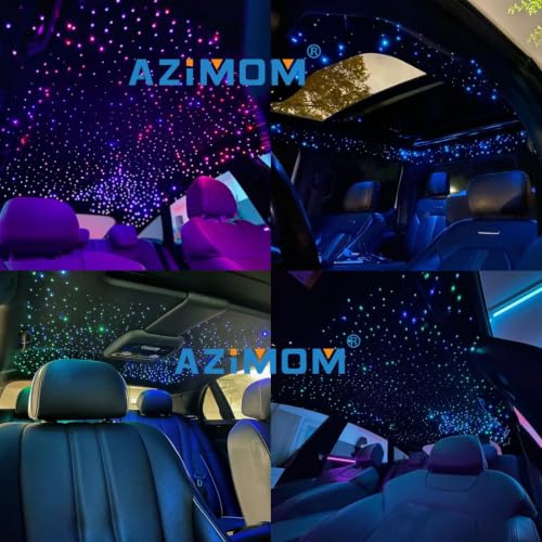 Image of AZIMOM Dual Color 20W Twinkle Fiber Optic Starlight Headliner Kits Mixed 860pcs*13.1ft Fiber Strands Sound Activated Remote APP Control RGBW Light Source Home Car Ceiling Headliner Decor